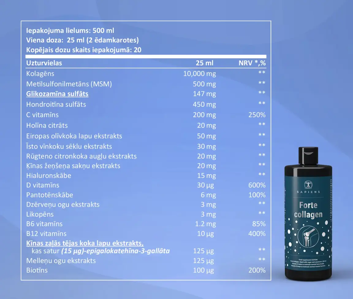 Forte kolagēns (locītavām ar D vitamīnu) 1+1