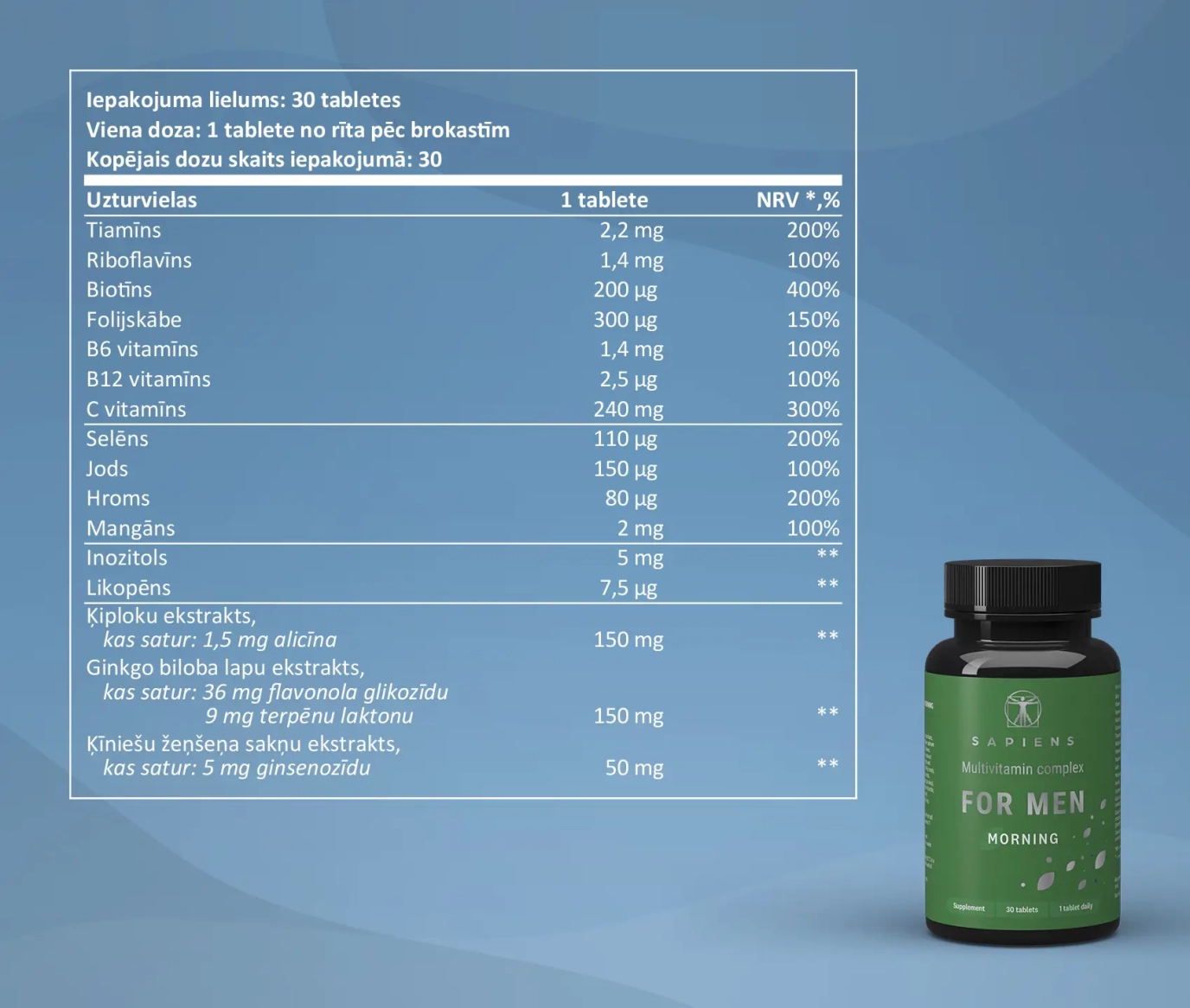 Multivitamīnu komplekss Vīriešiem 1+1