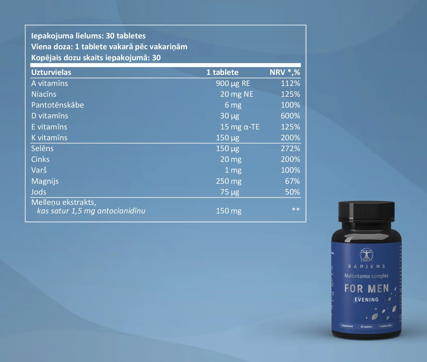 Multivitamīnu komplekss Vīriešiem 1+1